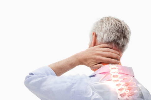 Man with cervical spine pain